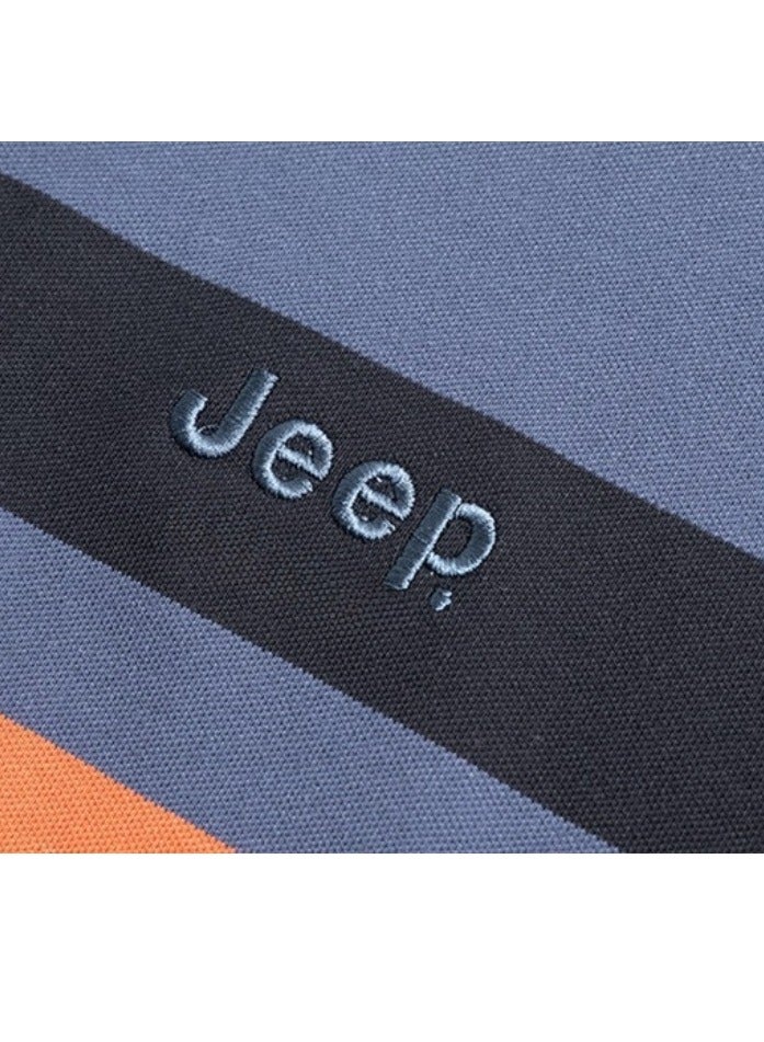 Jeep Striped Slim Fit Lapel Fashion POLO Shirt - Image 4
