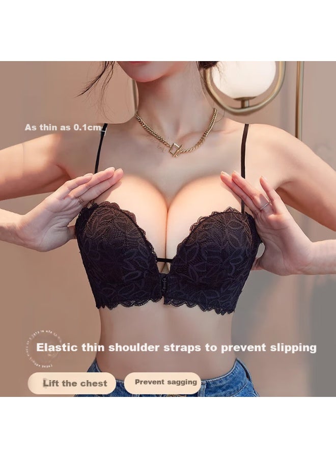LANG SHA Langsha Women's Front-closure Strapless Push-up Anti-slip Lace Invisible Bra, Backless Wedding Bra - Image 2