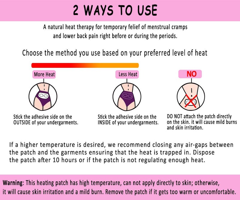 Care Me Portable Adhesive Self Heating Pads (5 Count) for Menstrual Cramps & Backache Relief â€“ Thermal Therapy Heat Patches for Period Pain â€“ Comparable to ThermaCare Menstrual Heatwraps - Image 3