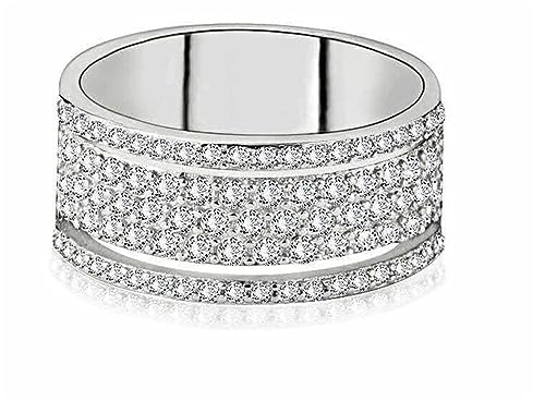 AZQ 925 Sterling Silver Shiny Full Diamond Ring Cubic Zirconia Rings CZ Diamond Multi Row Ring Eternity Engagement Wedding Band Ring for Women (US Code 6) - Image 5