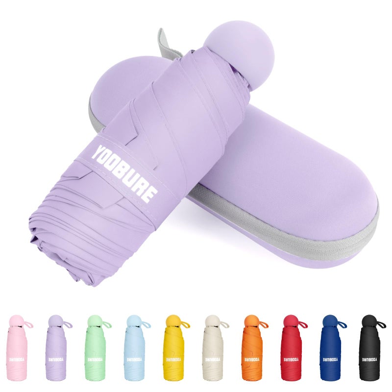 Yoobure Travel Umbrella Portable Compact Umbrellas, Pocket Mini for Purse, Umbrellas for UV Sun & Rain Small for Backpack, Umbrella with Case Folding for Kids Women - Image 1
