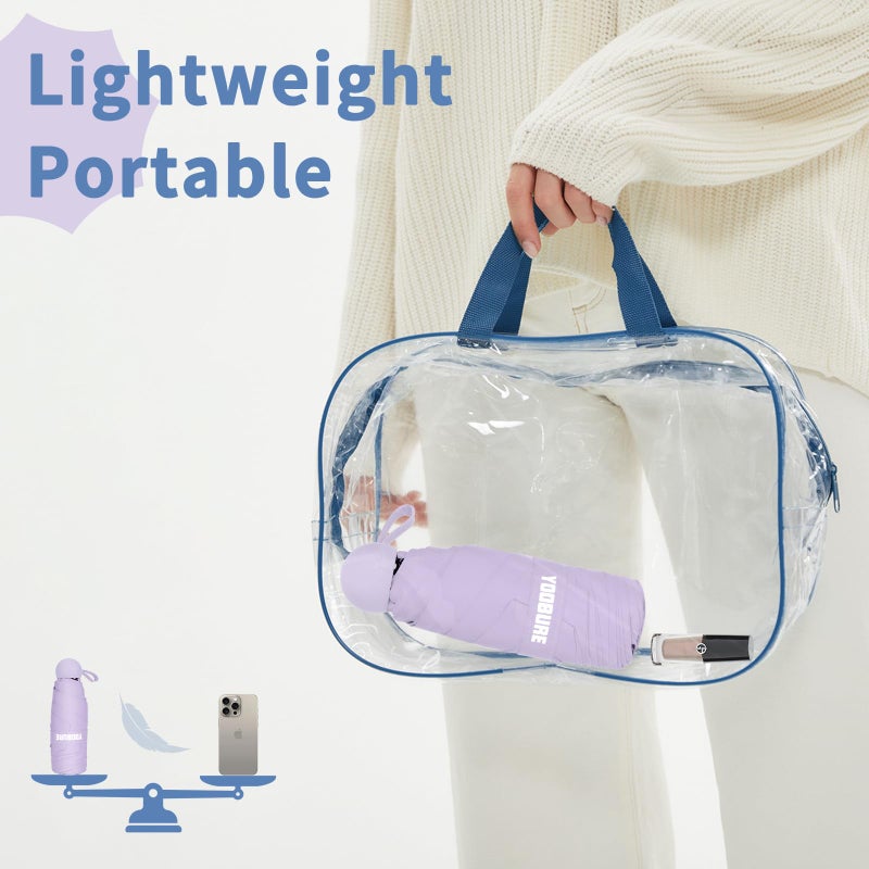 Yoobure Travel Umbrella Portable Compact Umbrellas, Pocket Mini for Purse, Umbrellas for UV Sun & Rain Small for Backpack, Umbrella with Case Folding for Kids Women - Image 5