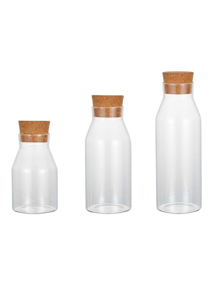 GoldenLike Glass Storage Canister, Food Storage Jar Glass Storage Containers with Cork BPA-Free Nut Storage Tank Airtight Container Kitchen Jars for Cereal Sugar Pasta Coffee Beans, 3 Set - Image 1