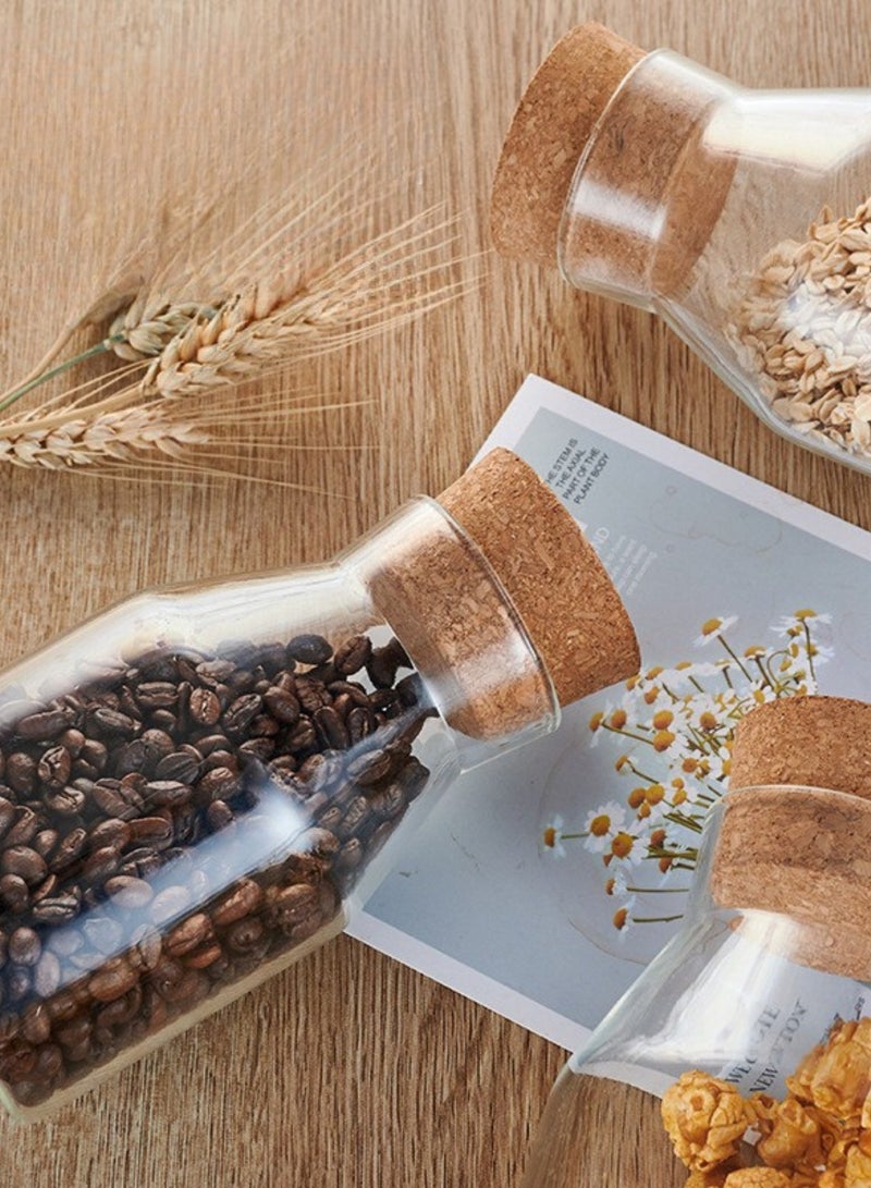 GoldenLike Glass Storage Canister, Food Storage Jar Glass Storage Containers with Cork BPA-Free Nut Storage Tank Airtight Container Kitchen Jars for Cereal Sugar Pasta Coffee Beans, 3 Set - Image 3
