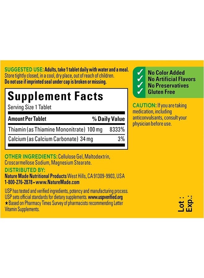 Nature Made Vitamin B-1 100 mg Tablets - 100 ct, Pack of 2  - Image 2