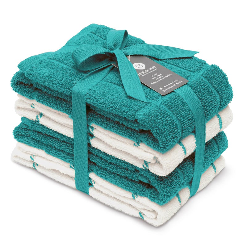 Mellow Buff 100% Cotton Terry Dish Cloth & Dish Towel (Teal, Dish Towel - 4 Pack) - Image 1