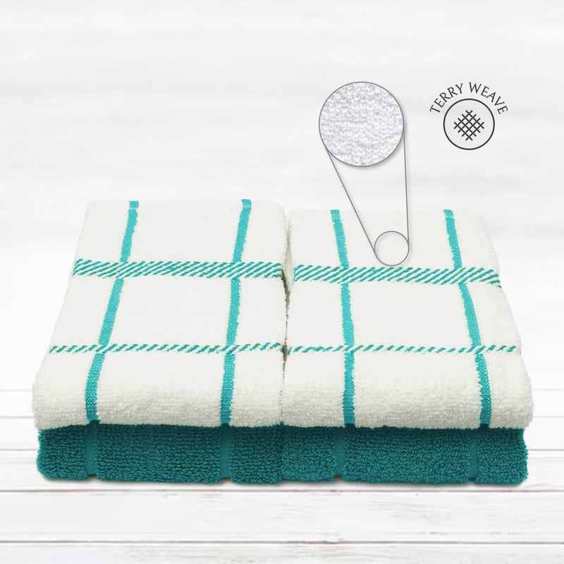 Mellow Buff 100% Cotton Terry Dish Cloth & Dish Towel (Teal, Dish Towel - 4 Pack) - Image 3