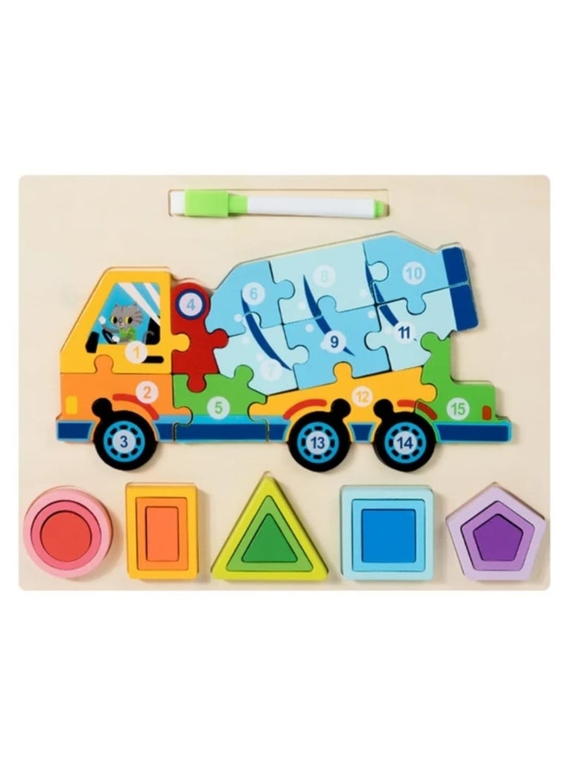 i diD 3D Puzzles Learning Game Educational Drawing Board Toy Kids Montessori Geometric Shape Matching Wooden Toys - Image 1