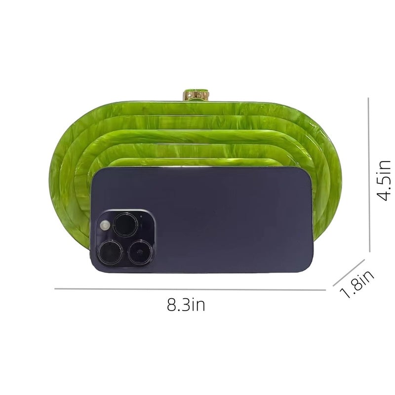 GSYPS Acrylic Clutch Purse Marbled Evening Handags Elegant Shoulder Bag for Wedding Cocktail Party Prom C-Green - Image 5