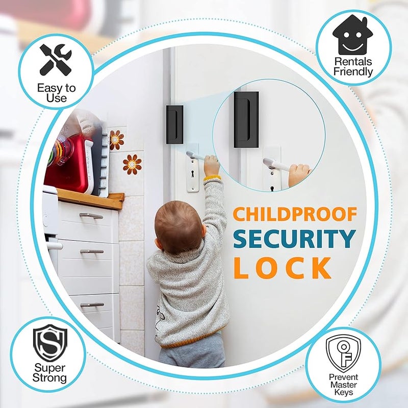 WINONLY Home Security Door Lock Reinforcement - Upgraded Childproof Safety Door Locks Defender Easy Open with 3 Stop Withstand 800 lbs for Inward Swinging Door, Night Lock Deadbolt Guard Defend Your Home 1PC - Image 5