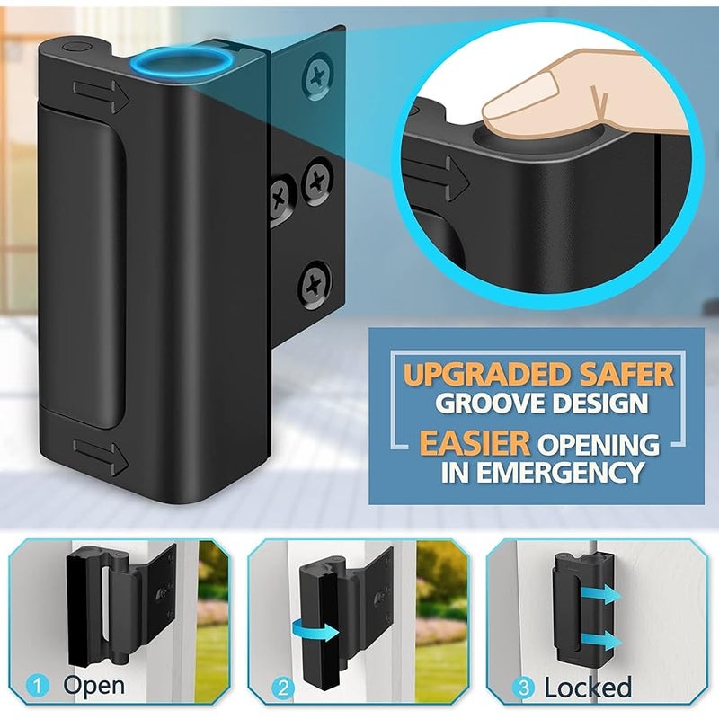 WINONLY Home Security Door Lock Reinforcement - Upgraded Childproof Safety Door Locks Defender Easy Open with 3 Stop Withstand 800 lbs for Inward Swinging Door, Night Lock Deadbolt Guard Defend Your Home 1PC - Image 2