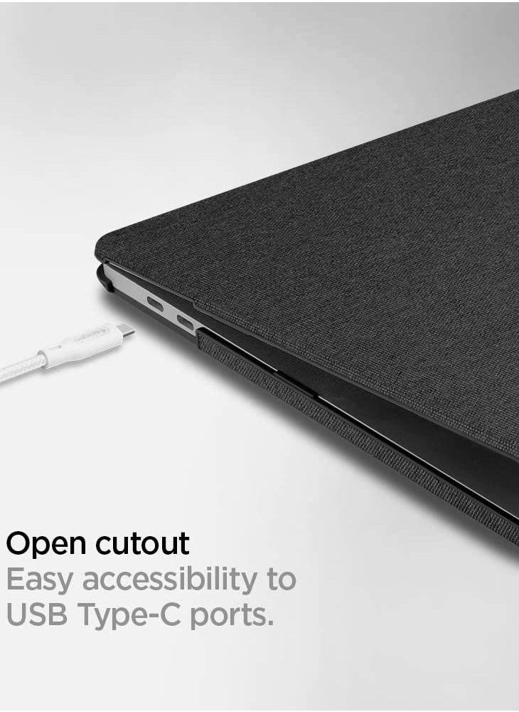 Spigen Thin Fit for MacBook Pro 13 inch Case Cover M2 / M1 A2338 A2251 A2289 (2022 / 2020) Hard Shell Premium Knit Fabric - Black  - Image 4