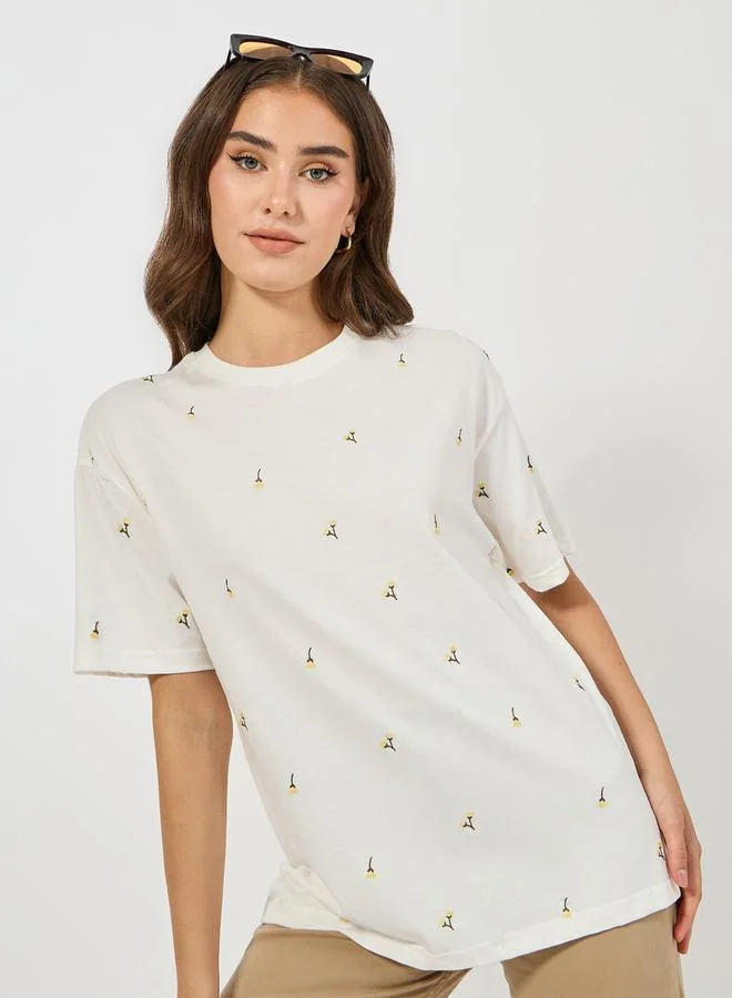 Styli Oversized Embroidery Detail T-Shirt