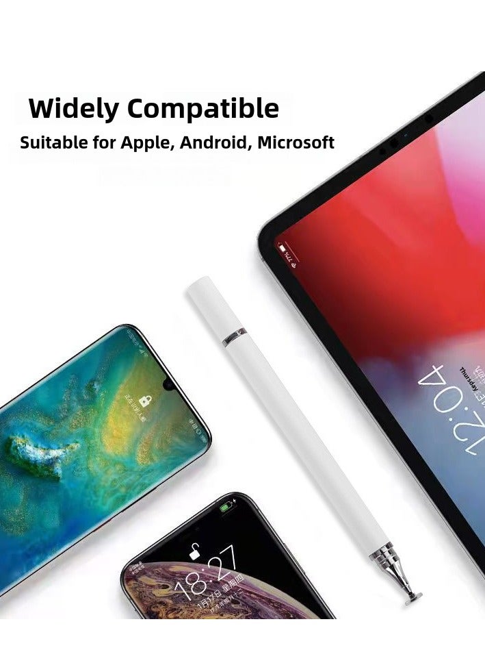 2 in 1 Universal Stylus Pen for Touch Screens Passive Stylus pen Compatible with iOS and Android devices iPad iPhone laptop Samsung phones and tablets for Drawing and Handwriting (White) - Image 3