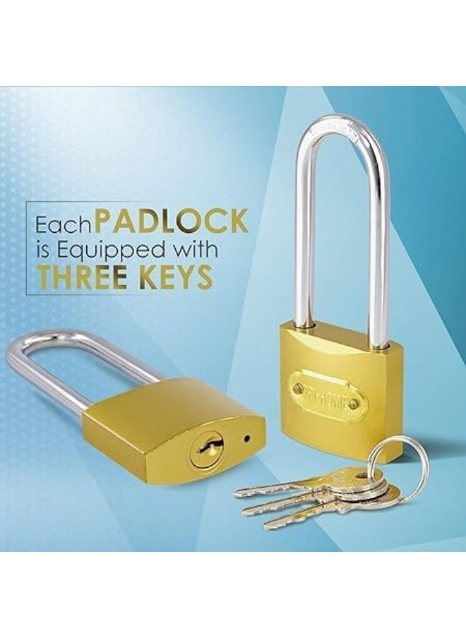 Biella Long Shackle Padlock With Keys - Outdoor Security Padlock For Shed, Garage, Garden, Gate (50Mm)  - Image 4
