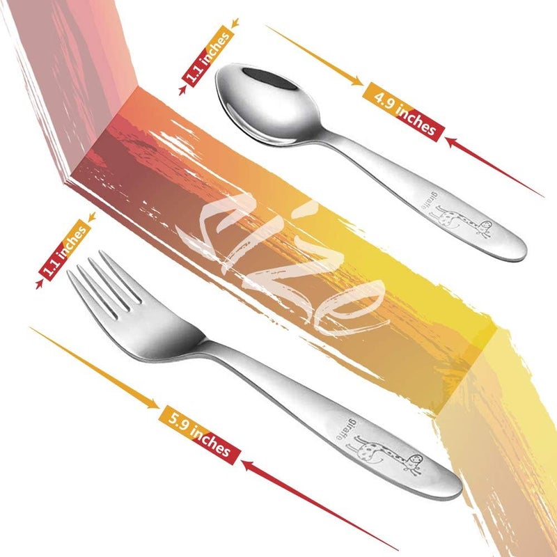 FUNNUO 4 Piece Stainless Steel Toddler Forks and Spoons with Smooth Rounded Edges | Self-Feeding Toddle Utensil Set for Babies 1+ Year Old | Dishwasher Safe Baby Silverware Set - Image 2