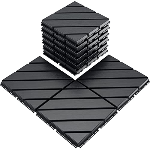 VANCASTLE Interlocking Floor Tiles, 12" x 12" Outdoor Flooring，All-Weather Waterproof Deck Tiles for Patio/Poolside/Garage/Gym, 1 Sq Ft Coverage per Tile, Easy to Install, Dark Grey/9 Pack - Image 1