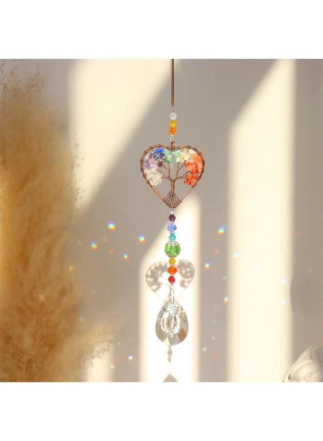 LPKADQA 3pcs Crystal Suncatchers for Windows Hanging Tree of Life Sun Catchers Decor with Prisms for Home Indoor Outdoor Car Making Rainbows - Image 2