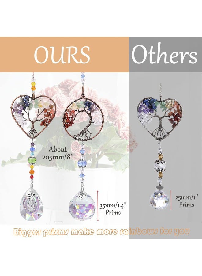 LPKADQA 3pcs Crystal Suncatchers for Windows Hanging Tree of Life Sun Catchers Decor with Prisms for Home Indoor Outdoor Car Making Rainbows - Image 4