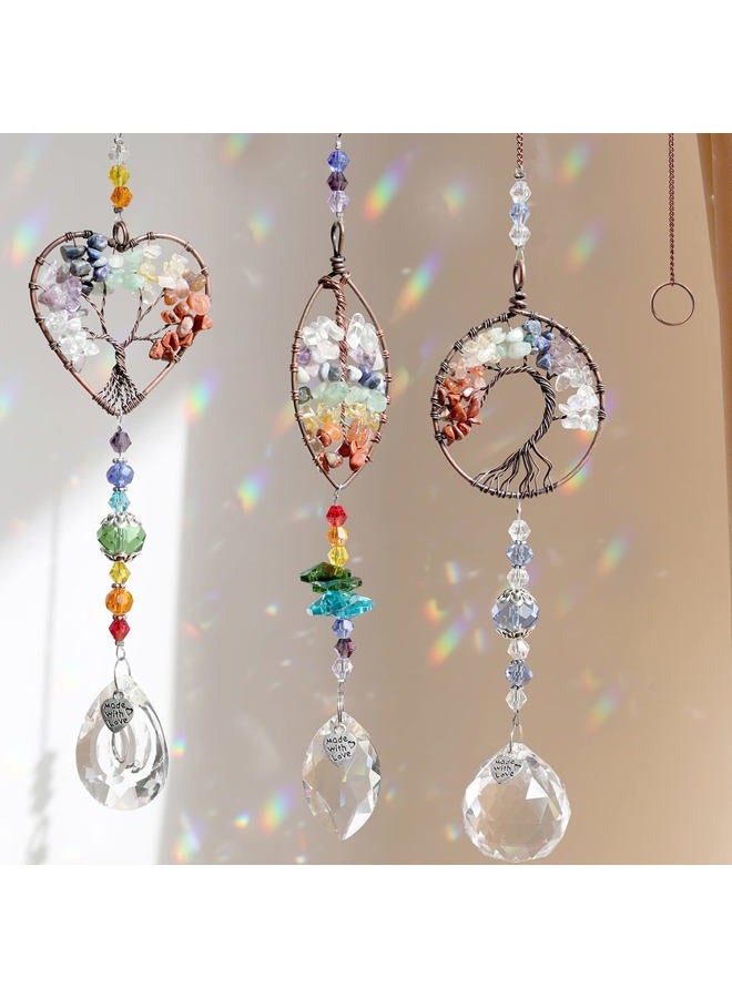LPKADQA 3pcs Crystal Suncatchers for Windows Hanging Tree of Life Sun Catchers Decor with Prisms for Home Indoor Outdoor Car Making Rainbows - Image 5