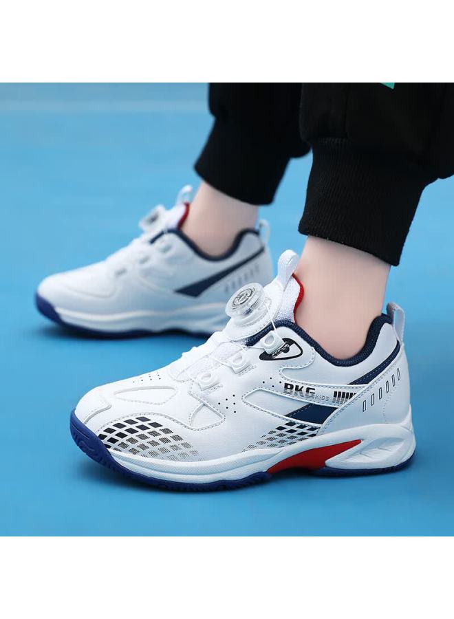 Bkg Kids Badminton Shoes Non-slip Sports Student Wear-resistant Dial Buckle Zyx25508 White Blue Red Size 36 - Image 3