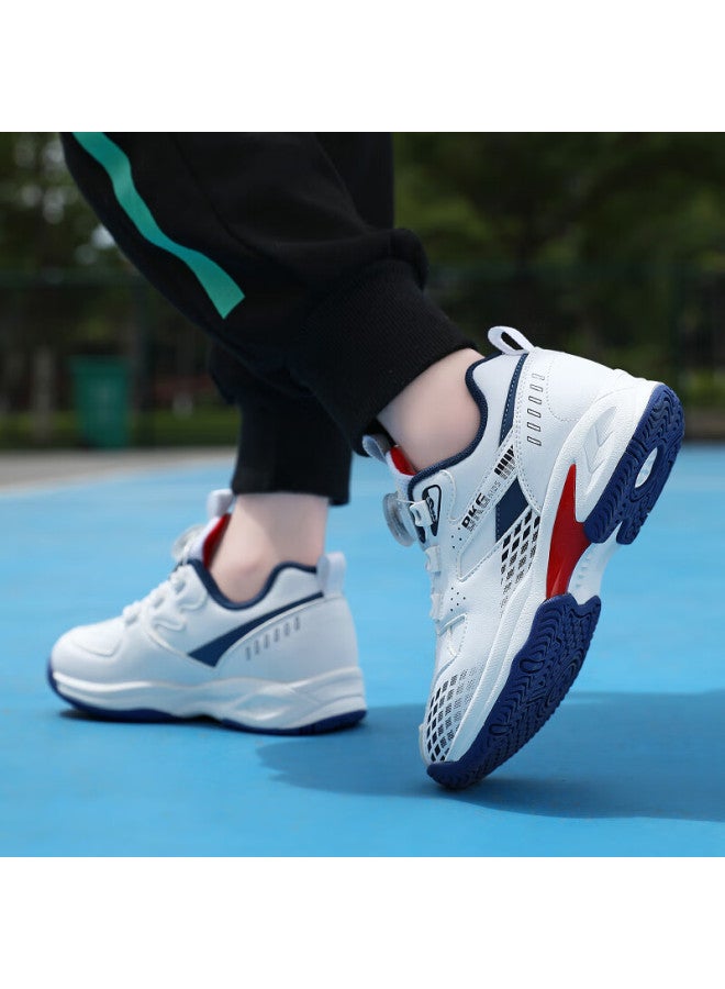 Bkg Kids Badminton Shoes Non-slip Sports Student Wear-resistant Dial Buckle Zyx25508 White Blue Red Size 36 - Image 5