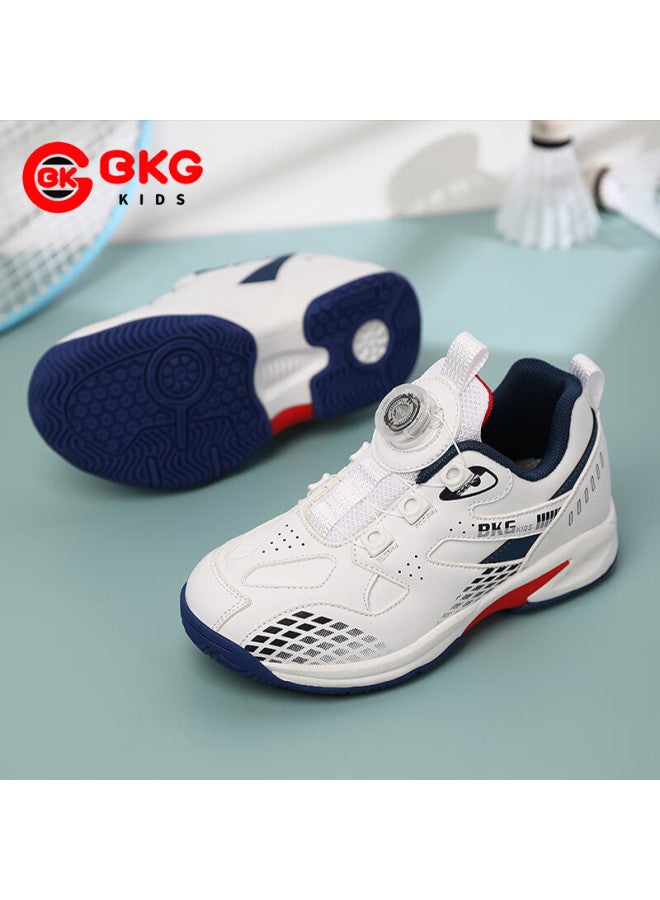 Bkg Kids Badminton Shoes Non-slip Sports Student Wear-resistant Dial Buckle Zyx25508 White Blue Red Size 36 - Image 1