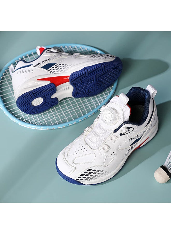 Bkg Kids Badminton Shoes Non-slip Sports Student Wear-resistant Dial Buckle Zyx25508 White Blue Red Size 36 - Image 2