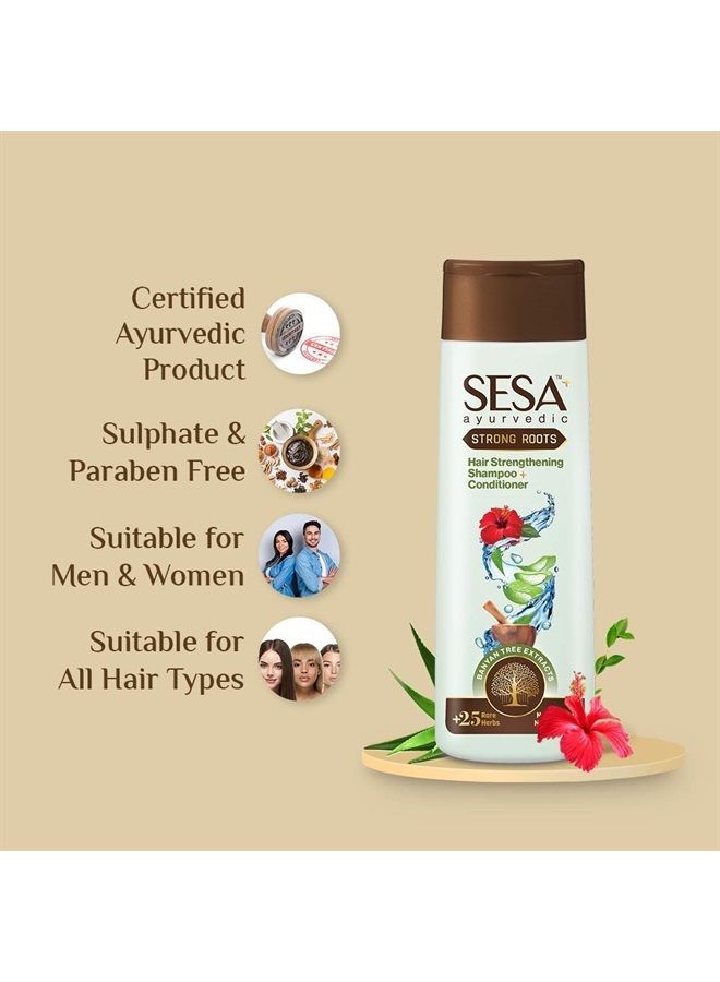 Sesa Sesa Ayurvedic Strong Roots Hair Strengthing Shampoo + Conditioner for Hair Fall Control and Hair Growth All Hair Types Paraben Free & Sulphate Free 200 ml (Pack of 1) Strong Roots Shampoo+Condit - Image 2