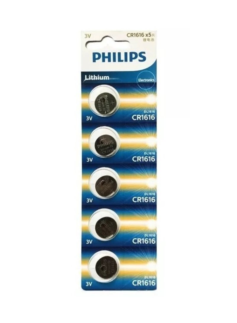 Philips 5-Pieces CR1616 Lithium Cell 3V Batteries Multicolour - Image 1
