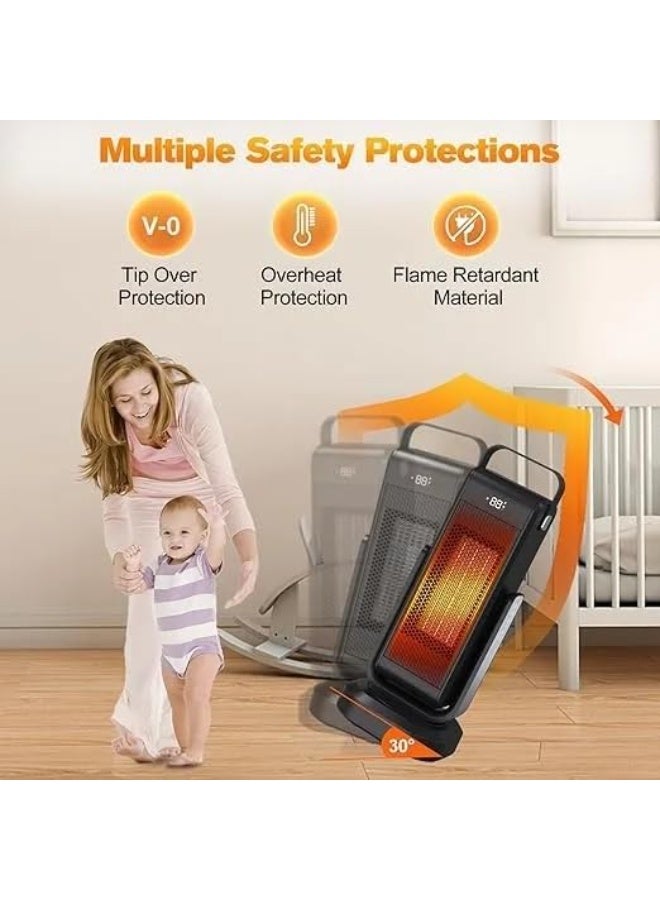 7MD سخان كهربائي محمول PTC شتوي، سخان غرفة سريع التسخين مع ترموستات قابل للتعديل، سخان موفر للطاقة للمكتب المنزلي وغرفة النوم، تحكم عن بعد، حماية من السخونة الزائدة - Image 5