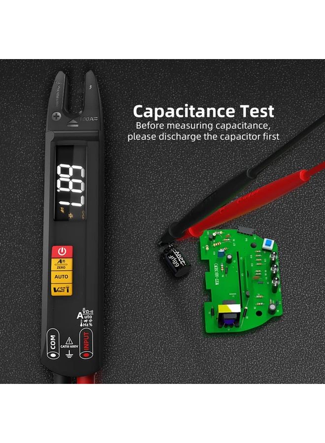 BSide U1 Clamp Meter Fork 100A Ammeter Pliers True Rms Auto Range Ac Dc Current And Voltage Tester With Open Jaw Design Rechargeable Lithium Polymer Battery Durable Abs Body Digital Multimeter Flashlight And Live Wire Detection For Electrical Maintenance - Image 4