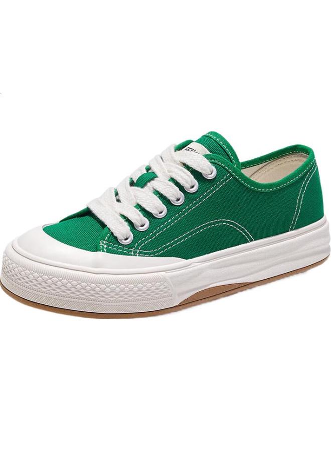 LEAP Summer Breathable Canvas Shoes For Men And Women New Thick-Soled All-Match Couple Shoes Grass Green Size 36 - Image 1