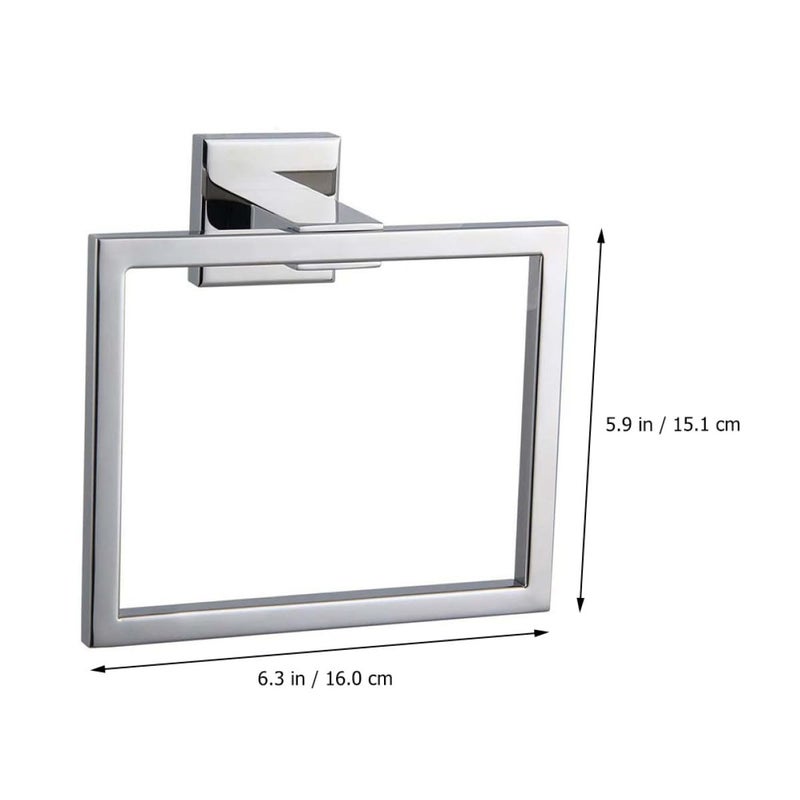Stainless Steel Square Towel Ring Wall Mounted Holder Mirror Finish Bathroom Kitchen - Image 3