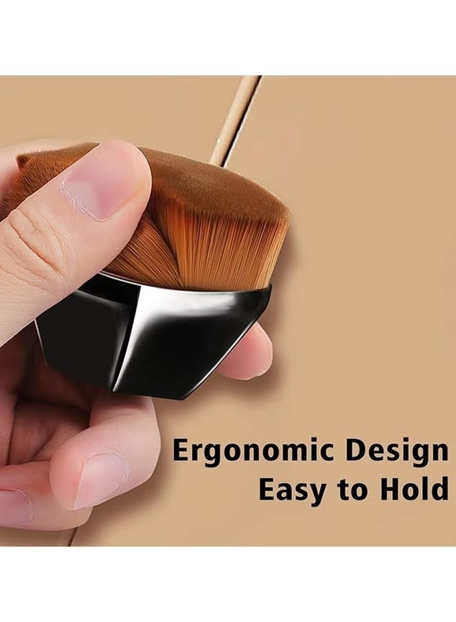 Foundation Makeup Brush Flat Top Kabuki Hexagon Face Blush Liquid Powder Foundation Brush for Blending Liquid, Cream or Flawless Powder Cosmetics with Bonus Protective Case (Black) - Image 3