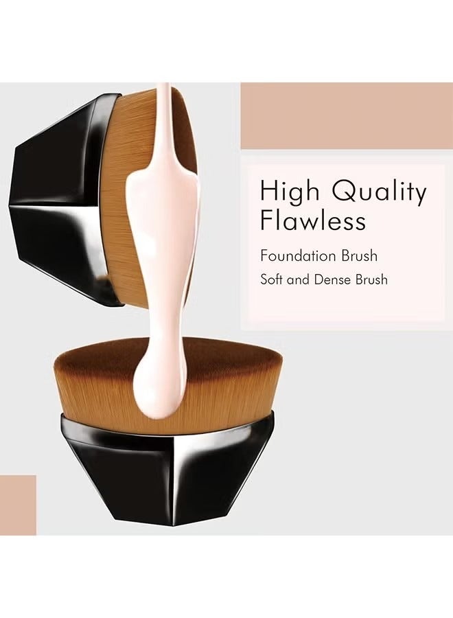 Foundation Makeup Brush Flat Top Kabuki Hexagon Face Blush Liquid Powder Foundation Brush for Blending Liquid, Cream or Flawless Powder Cosmetics with Bonus Protective Case (Black) - Image 4