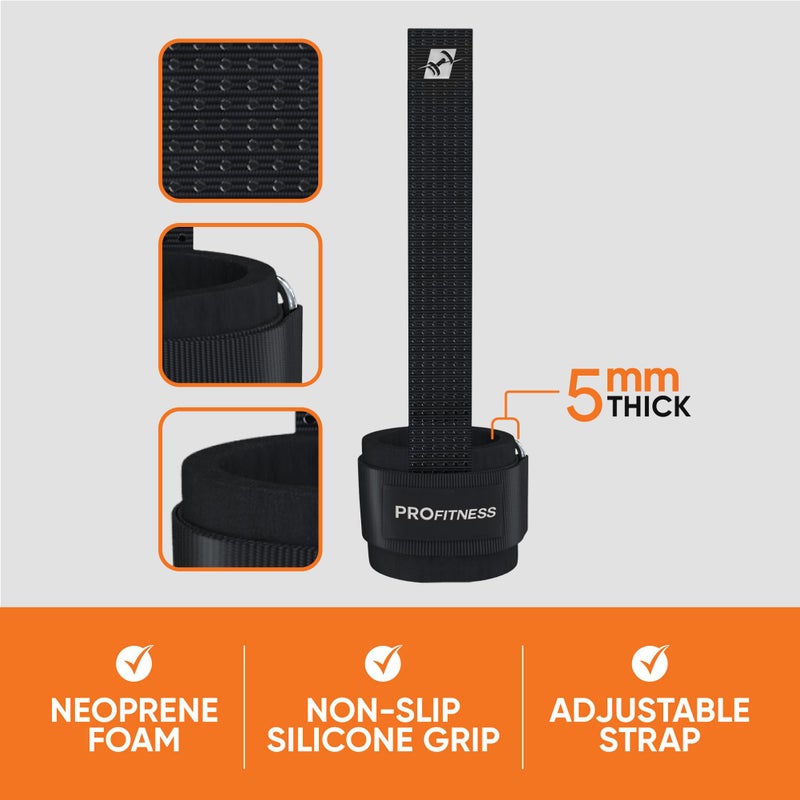 ProFitness Weight Lifting Straps - Wrist Straps for Weightlifting - Padded Workout Wrist Wraps for Men | Lifting Straps Gym as Workout Straps for Men - Weightlifting Wrist Straps (Black/White) - Image 2