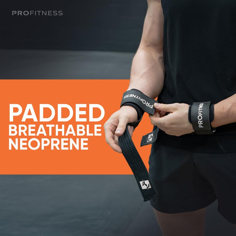 ProFitness Weight Lifting Straps - Wrist Straps for Weightlifting - Padded Workout Wrist Wraps for Men | Lifting Straps Gym as Workout Straps for Men - Weightlifting Wrist Straps (Black/White) - Image 5