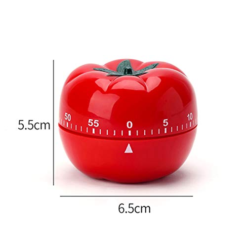 Fevoila Cute Tomato Shape Kitchen Timer Kitchen Craft Mechanical Wind Up 60 Minutes Timer 360 Degree Rotating Timer Kitchen Cooking Timer Red - Image 2