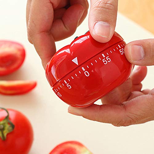 Fevoila Cute Tomato Shape Kitchen Timer Kitchen Craft Mechanical Wind Up 60 Minutes Timer 360 Degree Rotating Timer Kitchen Cooking Timer Red - Image 4