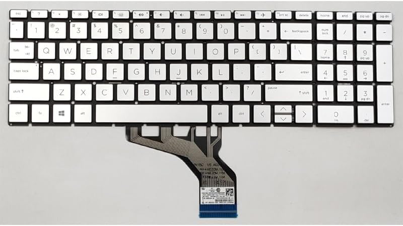 قطع غيار لأجهزة اللابتوب الجديدة من HP لطرازات 15-DU، 15-DW، 15-DW0037WM، 15-DW0081WM، 15-DW0083WM، 15-DW1024WM، 15-DW1081WM، 15S-DU. لوحة مفاتيح بلون فضي أمريكي مع إضاءة خلفية. - Image 2