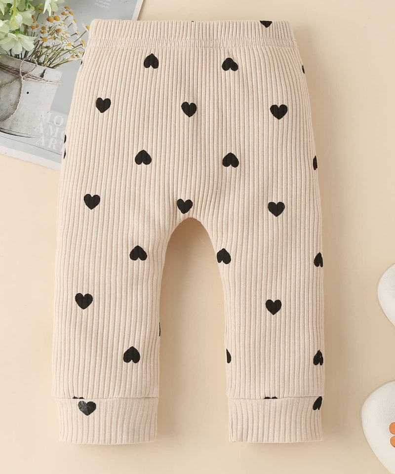 Fullfamous Infant Baby Girl Clothes Outfits,Spring Summer Romper and Pant Set 12-18 months Ecru Heart - Image 4