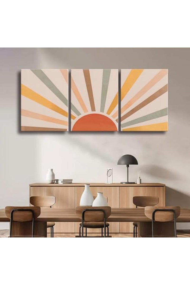 Ploceiny Boho Sun Canvas Wall Art Set of 3 - Image 5