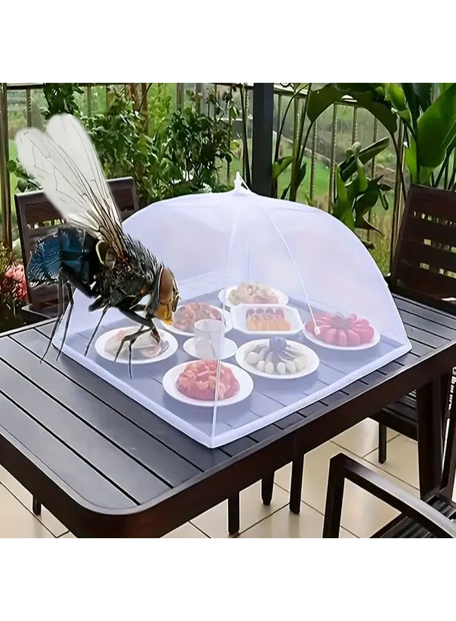 Pop Up Mesh Food Cover Tent White Insect Protection Picnic BBQ Outdoor Dining Washable Foldable - Image 1