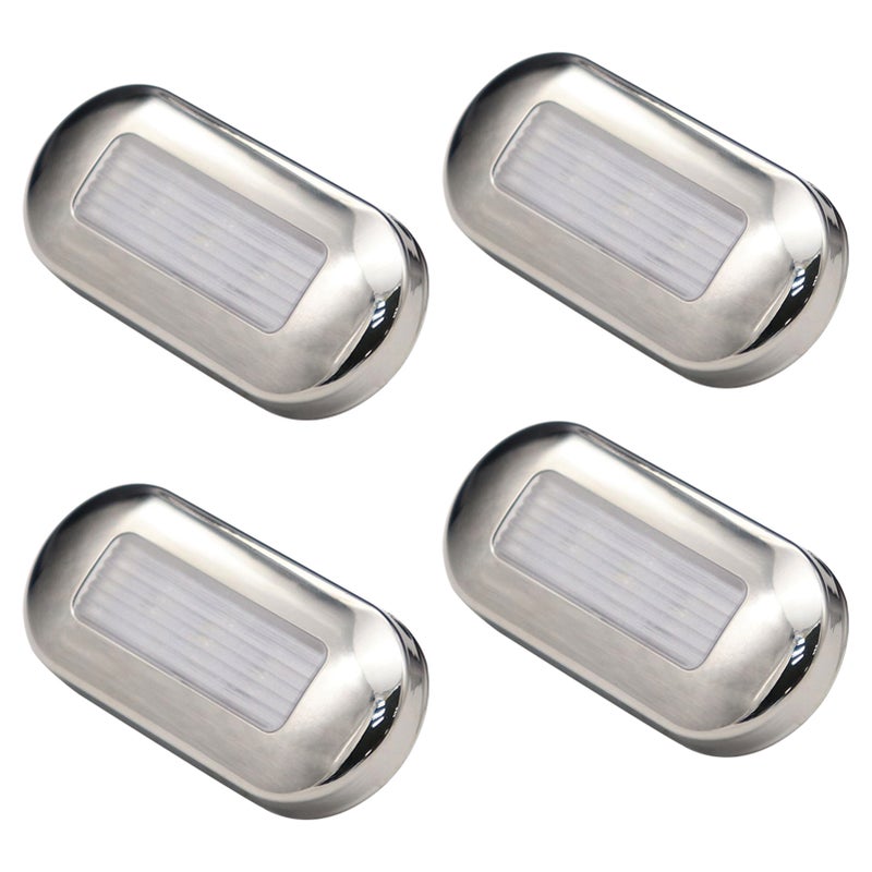 4 قطع مصباح ديكور LED من الفولاذ المقاوم للصدأ بحجم 3 بوصات للقوارب اليخوت والمركبات المُقمرة، مصابيح LED للقوارب اليخوت، مصباح الميناء، مصباح ممر المشي، مصباح السلالم، مصابيح داخلية وخارجية، إضاءة 3 حبات ضوء أبيض دافئ 12 فولت - Image 3
