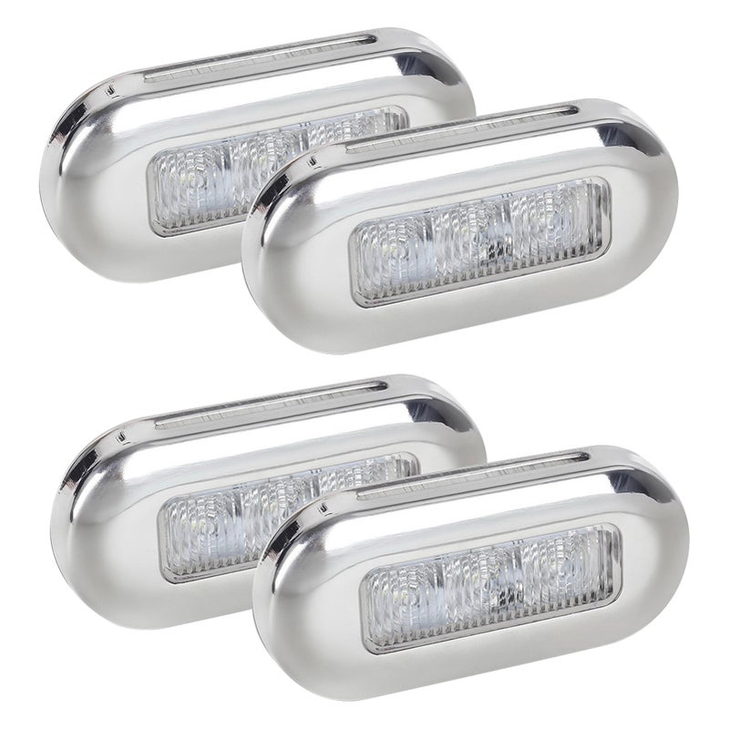 4 قطع مصباح ديكور LED من الفولاذ المقاوم للصدأ بحجم 3 بوصات للقوارب اليخوت والمركبات المُقمرة، مصابيح LED للقوارب اليخوت، مصباح الميناء، مصباح ممر المشي، مصباح السلالم، مصابيح داخلية وخارجية، إضاءة 3 حبات ضوء أبيض دافئ 12 فولت - Image 2