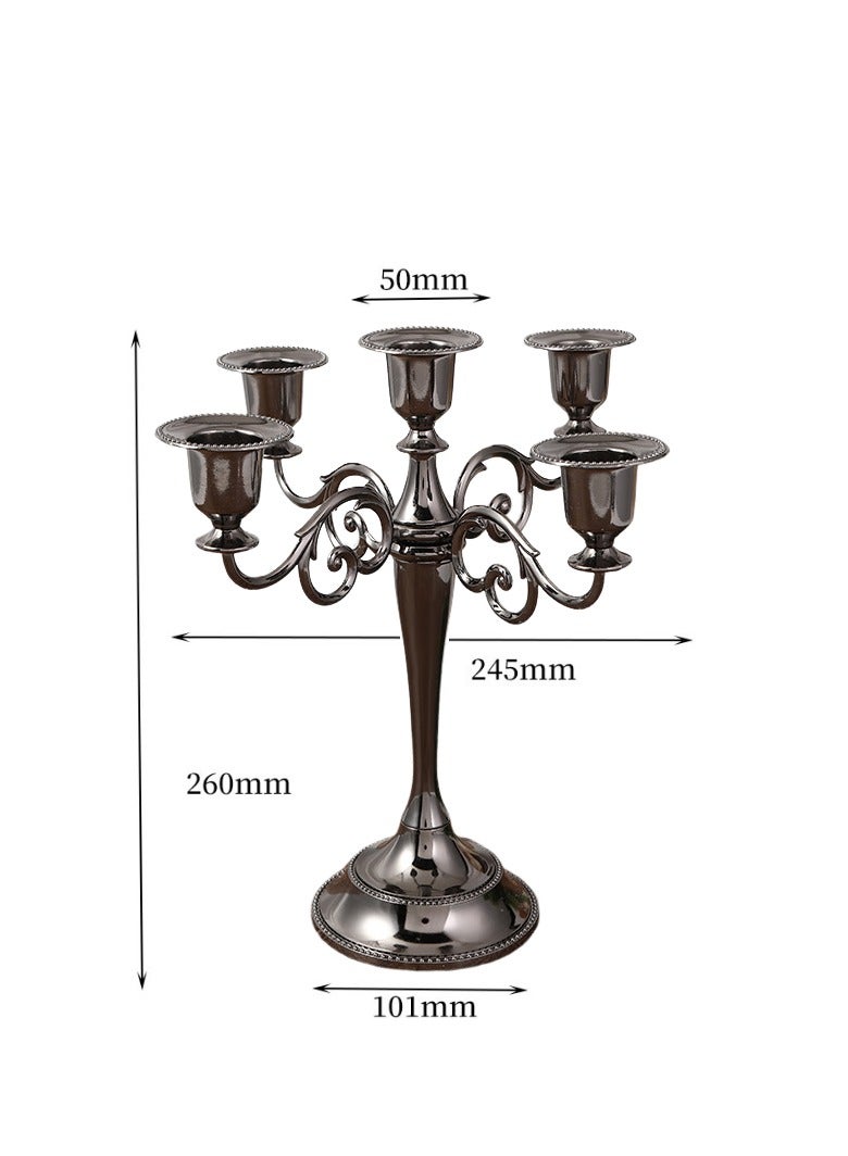 general 5 Arms Decorative Candle Holder For Wedding and Candlelight Dinner Black - Image 2