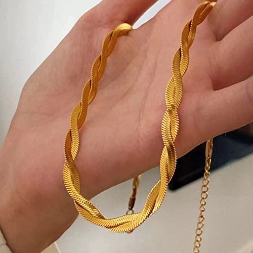 CHESKY 14K Gold/Silver Plated Snake Chain Necklace Herringbone Necklace Gold Choker Necklaces for Women Gifts Jewelry 1.5/3/5MM(W) 14"/16"(L) Mothers Day Gifts for Mom - Image 4