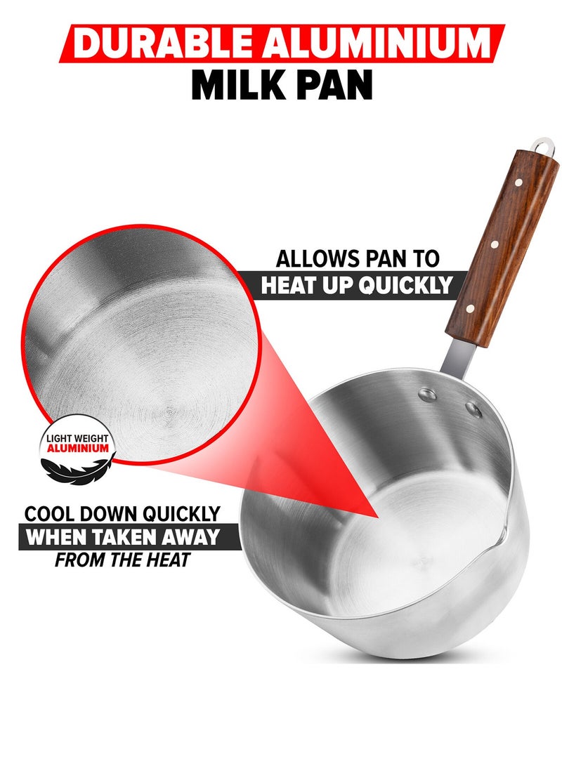 Shine 3-Pcs Milk Boiler Cookware Set With  Pour Lips With Wood Handle 3.5L/2.5L/1.5L - Image 3