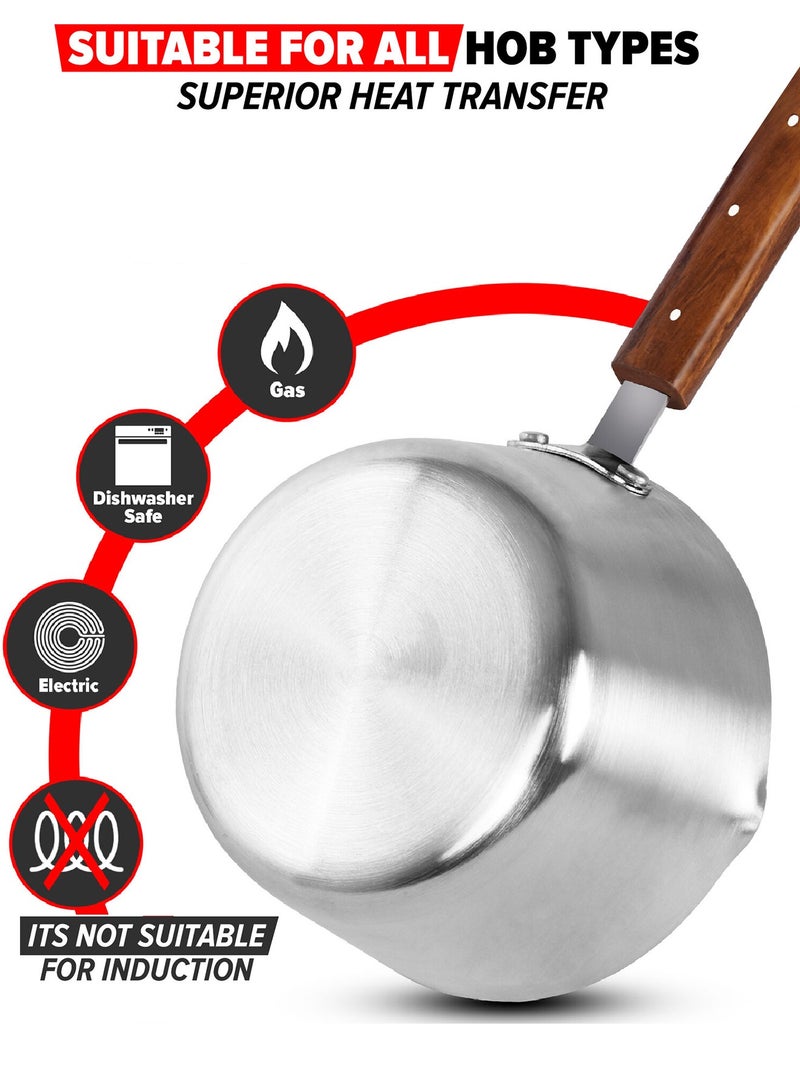 Shine 3-Pcs Milk Boiler Cookware Set With  Pour Lips With Wood Handle 3.5L/2.5L/1.5L - Image 2